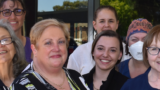 Werribee Mercy Hospital midwife Louise Thompson was bid an emotional farewell by her colleagues on her final