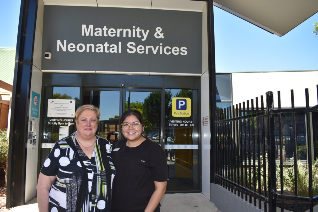 Louise with graduate midwife Ann-Maree Arrendondo.