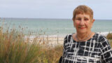 Mercy Place Northcliffe resident Joan Bowden enjoying her daily stroll by the sea